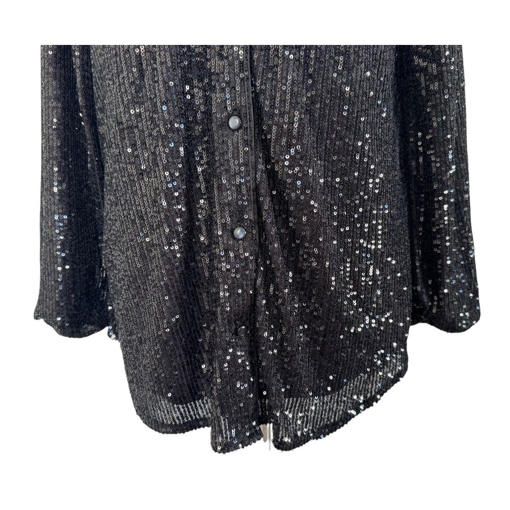Guess Sequin Button Up Collared Boyfriend Holiday… - image 5